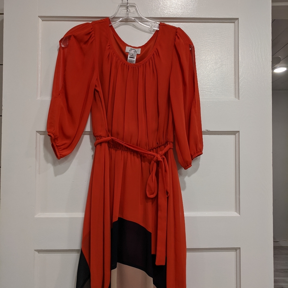 Burnt orange Navy and tan sun dress